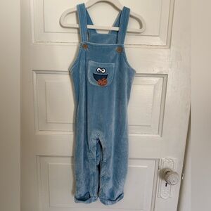 Sesame Street Blue Kids Overalls with Cookie Monster Patch